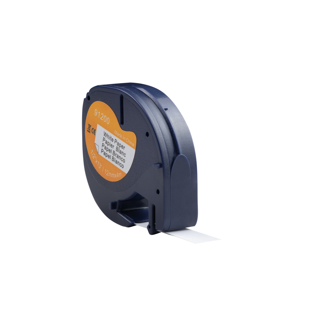 Dymo Compatible 91200 (S0721510) tape zwart op wit (papier) 12 mm x 4 m