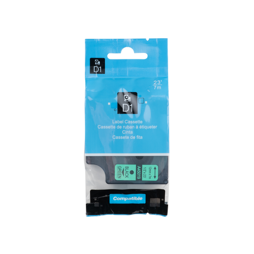 Dymo D1 Compatible 45019 (S0720590) tape zwart op groen 12 mm x 7 m