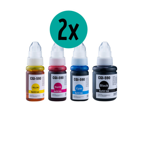 2 x Canon GI-590 compatible CMYK Voordeelbundel 
