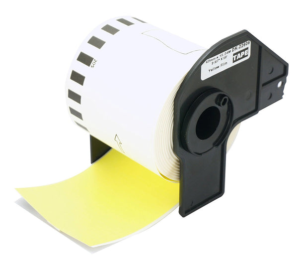 Brother DK-22606 gele filmtape (pp) compatible labels, 62 mm x 15,24 m, incl brother houder, permanent